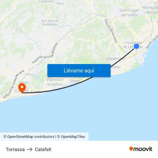 Torrassa to Calafell map