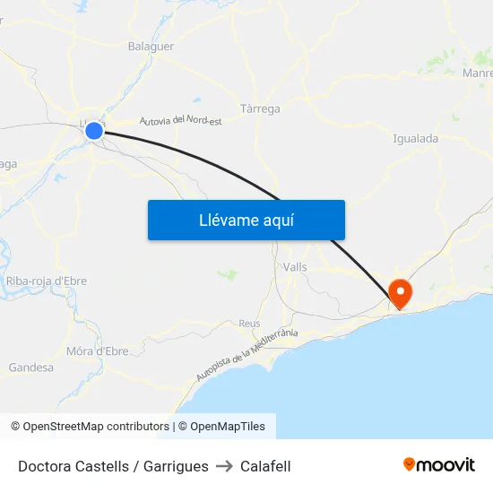 Doctora Castells / Garrigues to Calafell map