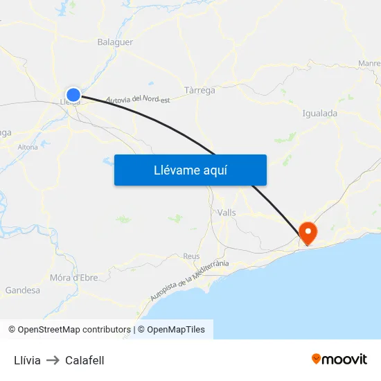Llívia to Calafell map
