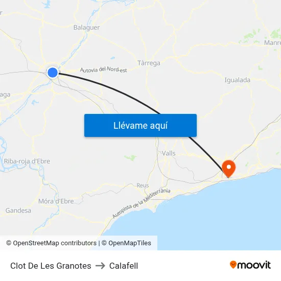 Clot De Les Granotes to Calafell map