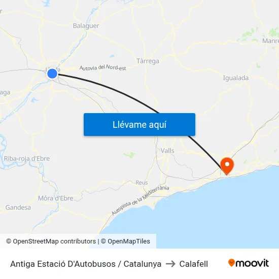Antiga Estació D'Autobusos / Catalunya to Calafell map