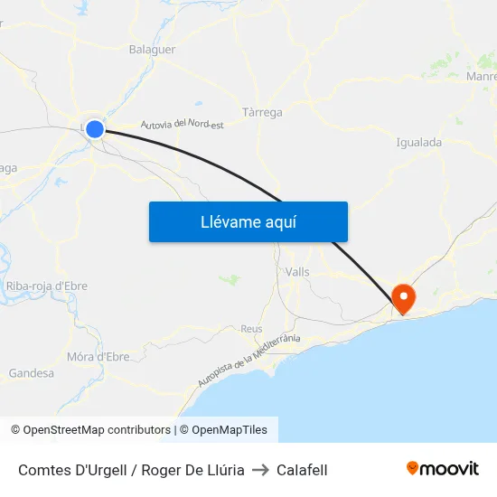 Comtes D'Urgell / Roger De Llúria to Calafell map