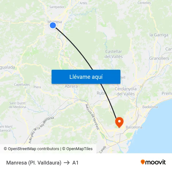 Manresa (Pl. Valldaura) to A1 map