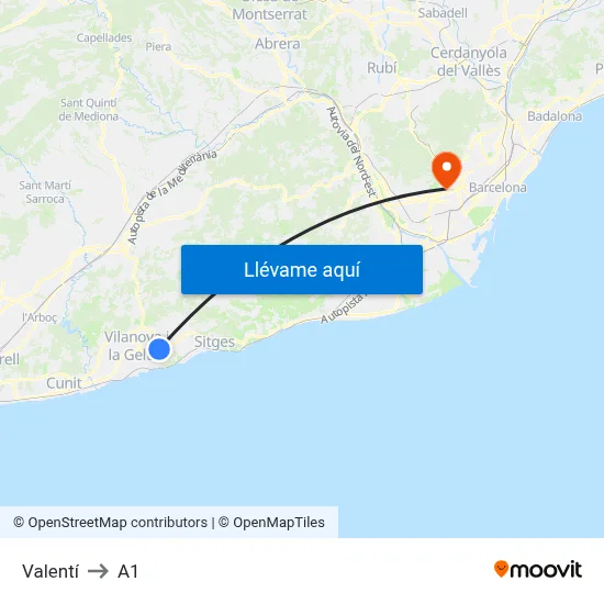 Valentí to A1 map