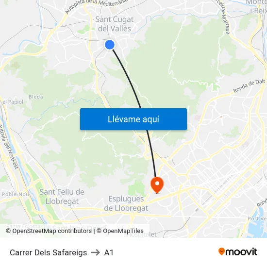 Carrer Dels Safareigs to A1 map