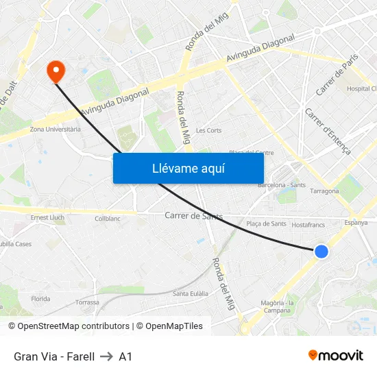 Gran Via - Farell to A1 map