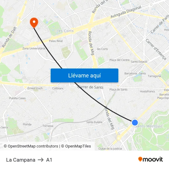 La Campana to A1 map