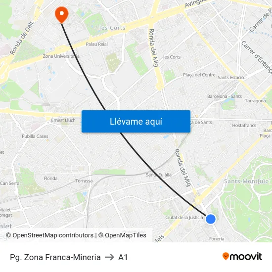 Pg. Zona Franca-Mineria to A1 map