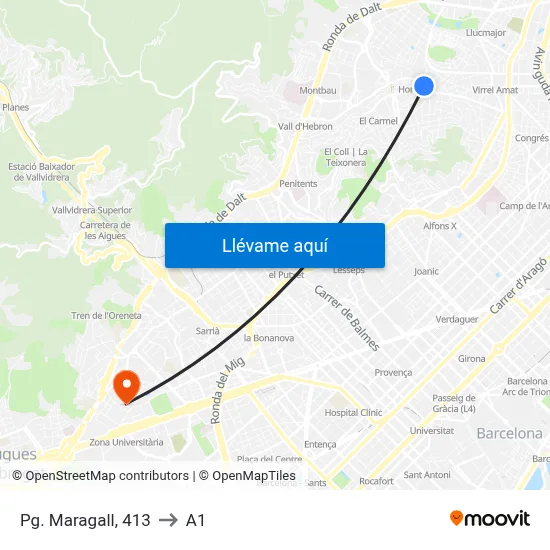 Pg. Maragall, 413 to A1 map