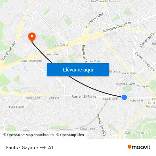 Sants - Gayarre to A1 map