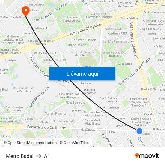 Metro Badal to A1 map