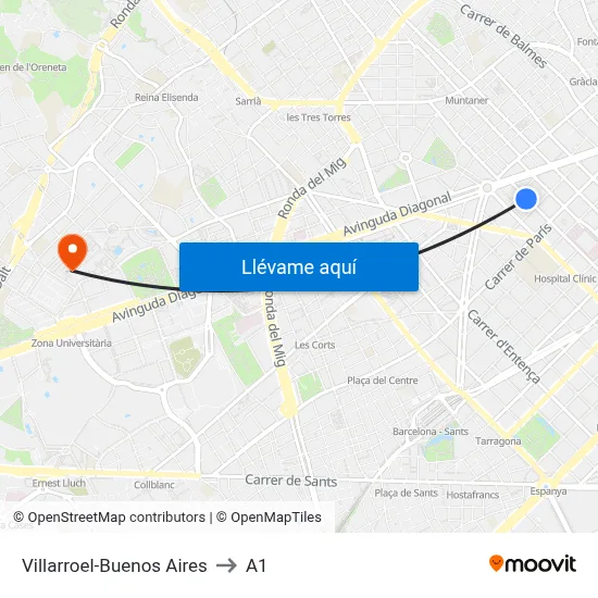 Villarroel-Buenos Aires to A1 map