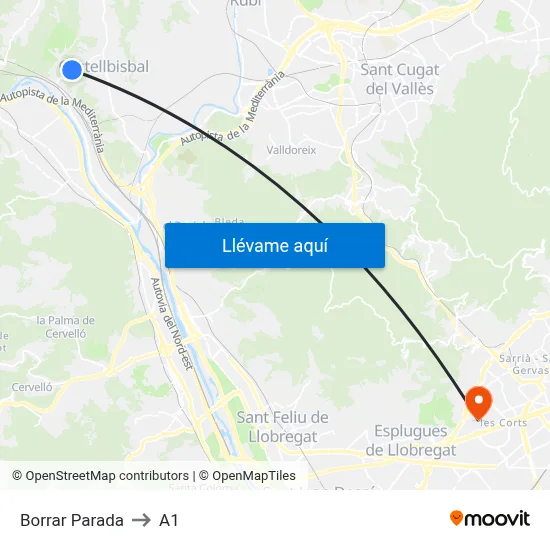 Borrar Parada to A1 map