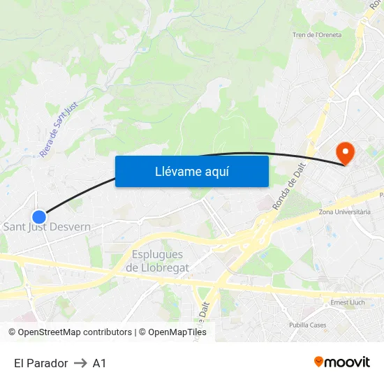 El Parador to A1 map