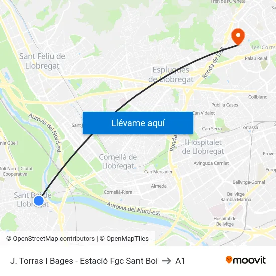 J. Torras I Bages - Estació Fgc Sant Boi to A1 map