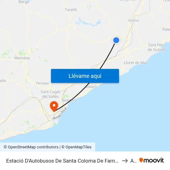 Estació D'Autobusos De Santa Coloma De Farners to A1 map