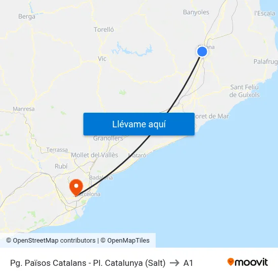 Pg. Països Catalans - Pl. Catalunya (Salt) to A1 map