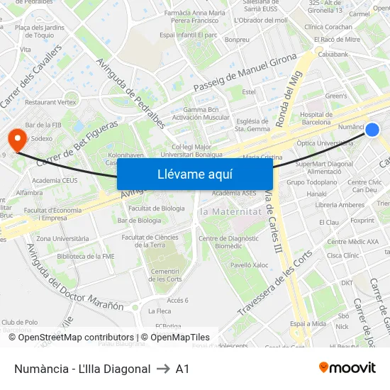 Numància - L'Illa Diagonal to A1 map