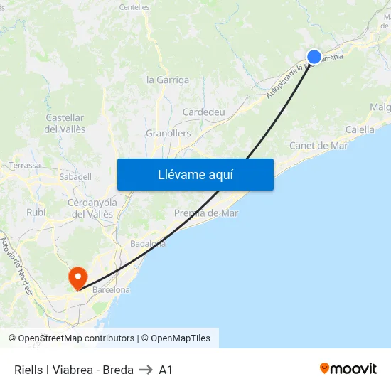 Riells I Viabrea - Breda to A1 map
