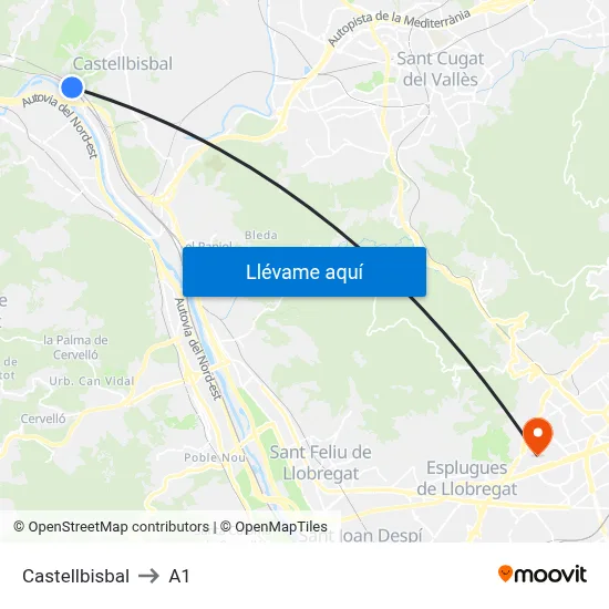 Castellbisbal to A1 map