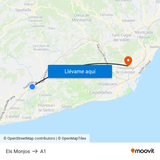 Els Monjos to A1 map