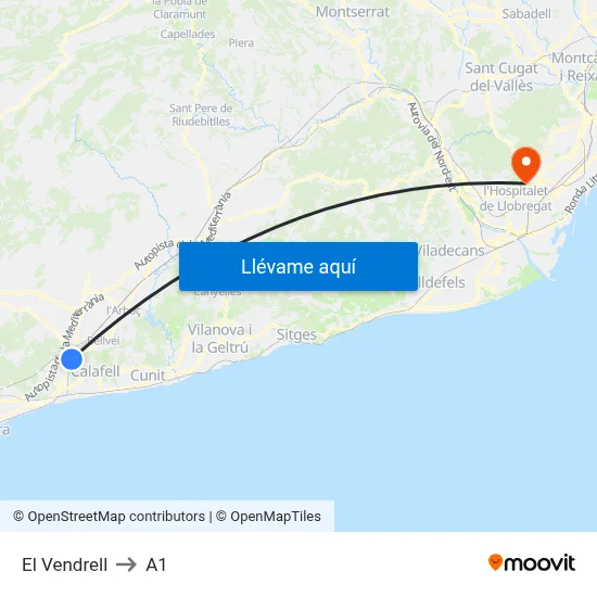 El Vendrell to A1 map