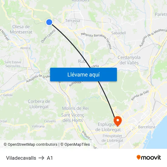 Viladecavalls to A1 map