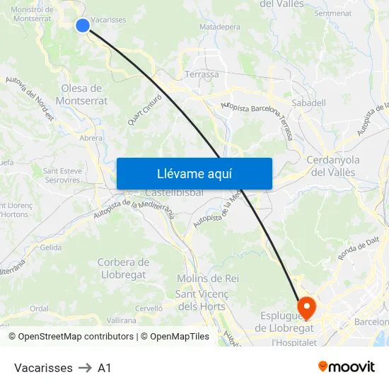 Vacarisses to A1 map