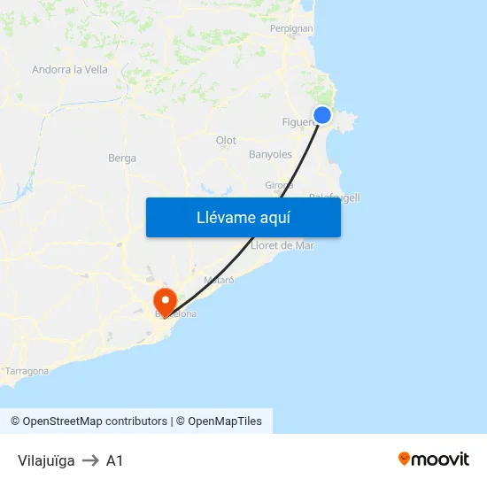 Vilajuïga to A1 map