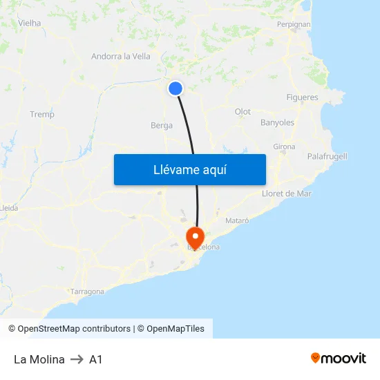 La Molina to A1 map