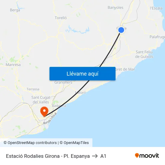 Estació Rodalies Girona - Pl. Espanya to A1 map