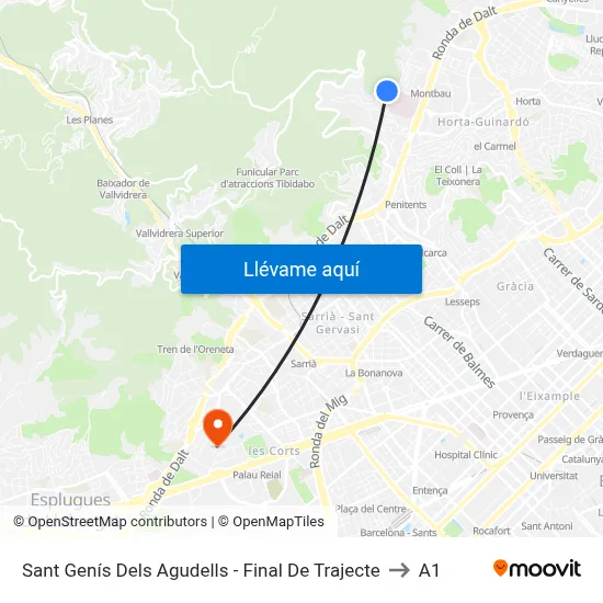 Sant Genís Dels Agudells - Final De Trajecte to A1 map