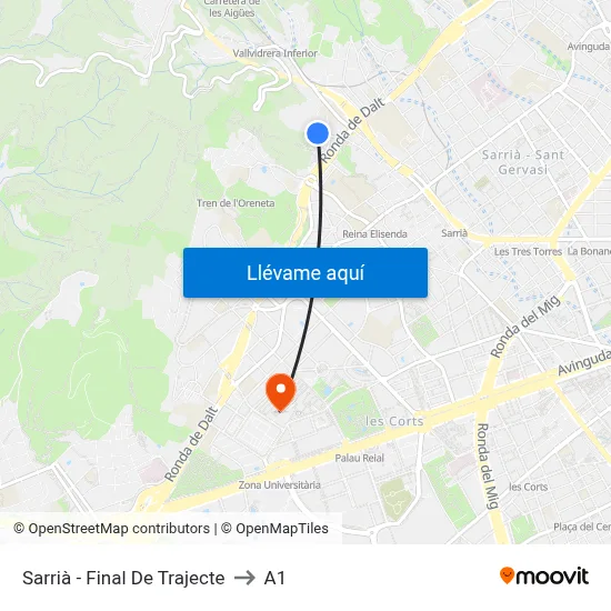 Sarrià - Final De Trajecte to A1 map