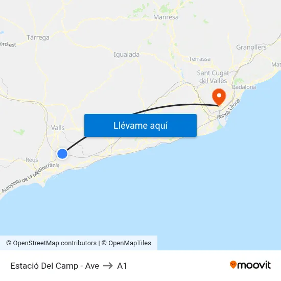 Estació Del Camp - Ave to A1 map