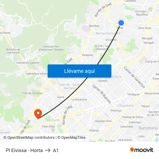 Pl Eivissa - Horta to A1 map