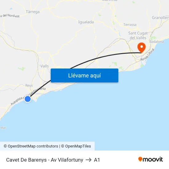 Cavet De Barenys - Av Vilafortuny to A1 map