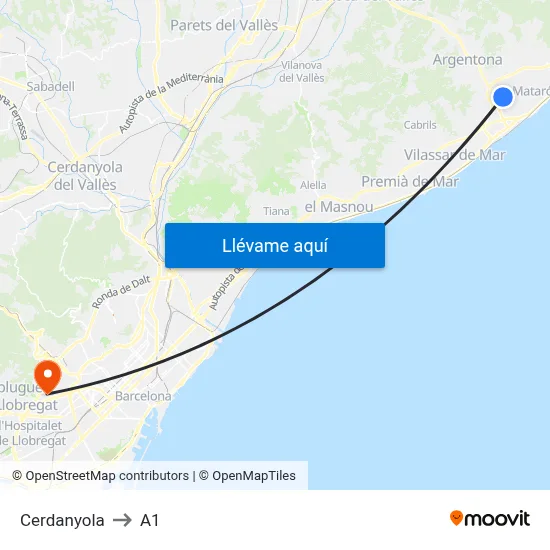 Cerdanyola to A1 map