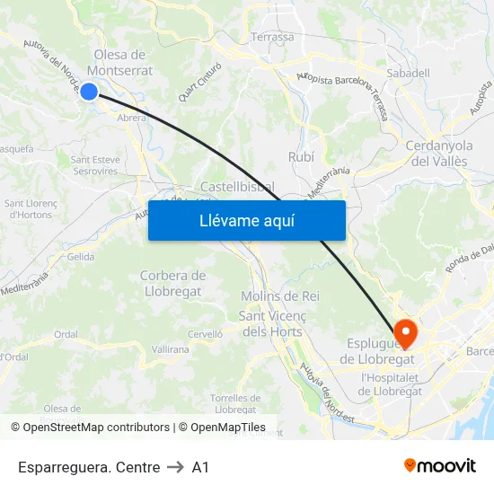 Esparreguera. Centre to A1 map