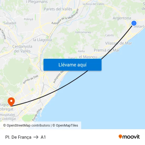 Pl. De França to A1 map