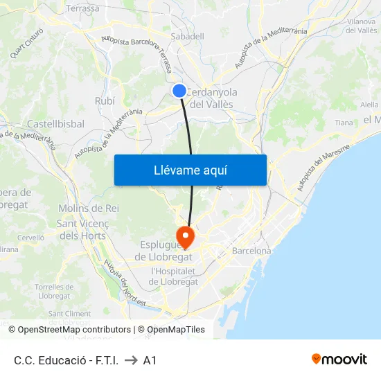 C.C. Educació - F.T.I. to A1 map