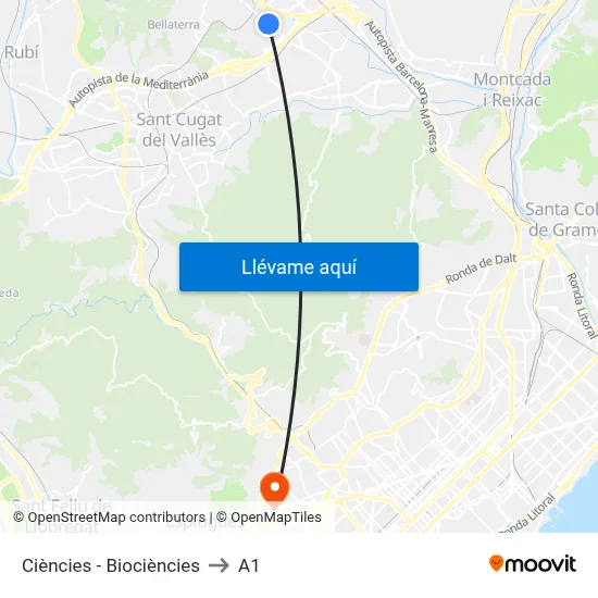 Ciències - Biociències to A1 map