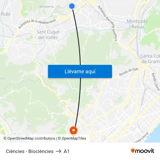 Ciències - Biociències to A1 map