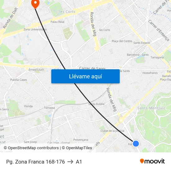 Pg. Zona Franca 168-176 to A1 map