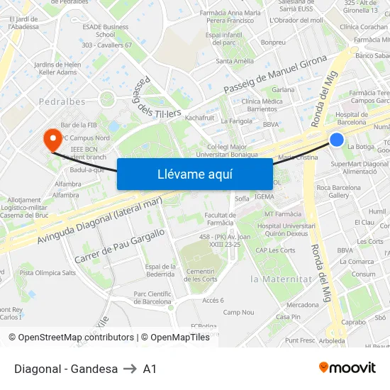 Diagonal - Gandesa to A1 map