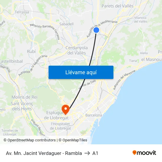 Av. Mn. Jacint Verdaguer - Rambla to A1 map