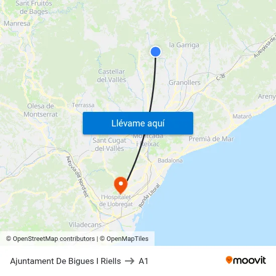 Ajuntament De Bigues I Riells to A1 map
