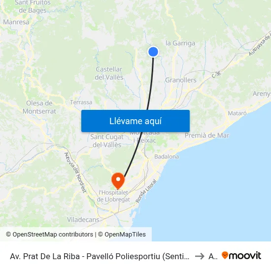 Av. Prat De La Riba - Pavelló Poliesportiu (Sentit Bcn) to A1 map