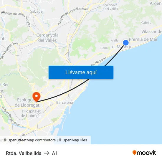 Rtda. Vallbellida to A1 map