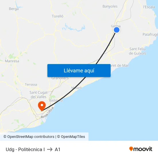 Udg - Politècnica I to A1 map