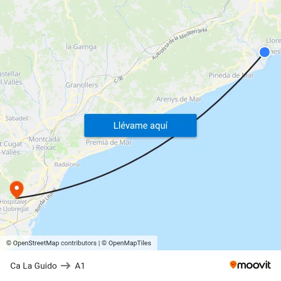 Ca La Guido to A1 map